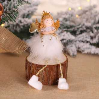 Vánoční strom dekorace anděl - zlaté srdce