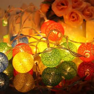 Dekorativní lampy bavlněné kuličky - vícebarevné