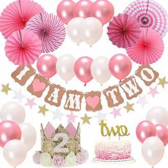 Sada balónků k 2. narozeninám dívky - růžová