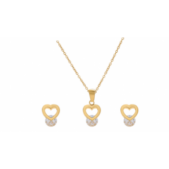 Sada náhrdelníků s náušnicemi Xuping Heart - zlatá
