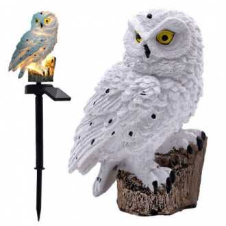 Dekorativní LED solární lampa na zahradu Owl - bílá