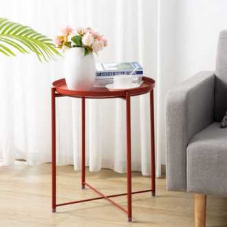 Kulatý kovový stůl Loft style - červený