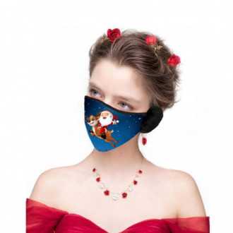 Vánoční maska / obličejová maska s chrániči sluchu -...