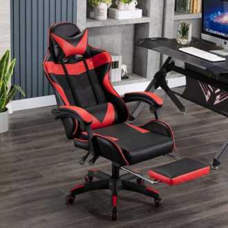 Počítačová / herní židle s opěrkou nohou - černá a červená