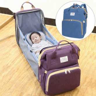Multifunkční batoh / taška pro matku s funkcí spánku - modrá