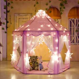 Šestihranný dětský stan pro dům / zahradu - růžový