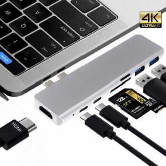 Adaptér 7v1 HUB USB-C HDMI 4K SD Macbook Pro / Air -...