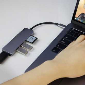 Hliníkový adaptér HUB 5v1 USB-C na HDMI 4K, 2xUSB 3.0,...