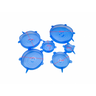 Silikonové pokrývky na jídlo (univerzální) 6 ks - modré