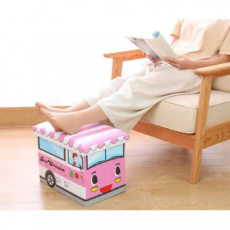 Kontejner na hračky s poufou - Zmrzlinové auto