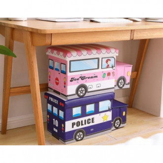 Kontejner na hračky s poufou - Policejní auto