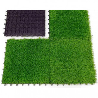 Umělá tráva v dlaždicích 30x30cm - žluto-zelená
