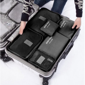 Sada cestovních organizérů na kufr a skříň (6ks) - Černá