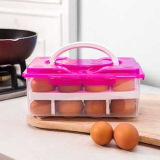 Kontejnerový obal na vejce do chladničky pro 24 ks - růžový