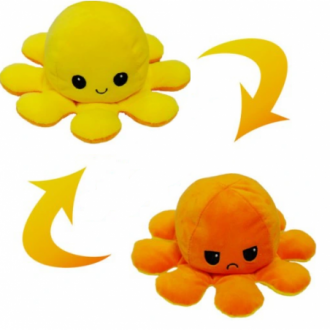 Oboustranný maskot chobotnice 20 cm - žlutooranžová