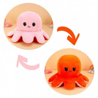 Oboustranný maskot chobotnice 20 cm - oranžovo-růžová