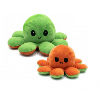 Oboustranný maskot chobotnice 40 cm - zeleno-oranžová