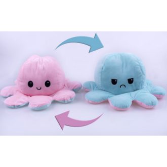 Oboustranný maskot chobotnice 20 cm - světle modro-růžová