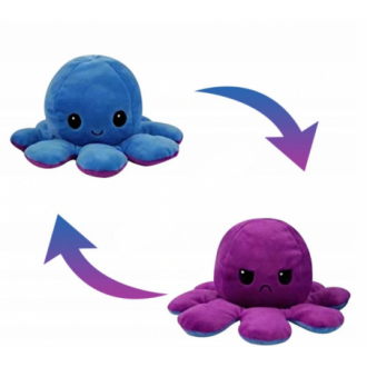 Oboustranný maskot chobotnice 20 cm - tmavě modrá a tmavě...