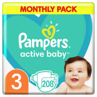 Pampers Active Baby 3 MIDI Monthly Box 208 ks