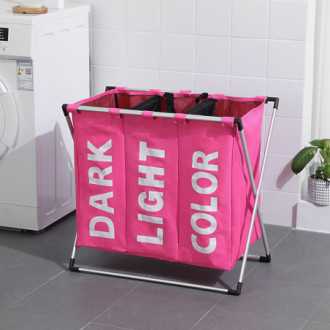 Trojitý koš na prádlo / prádlo - růžový