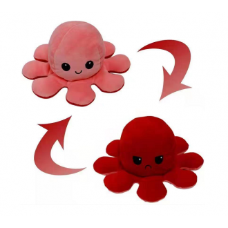 Oboustranný maskot chobotnice 40 cm - tmavě růžová červená