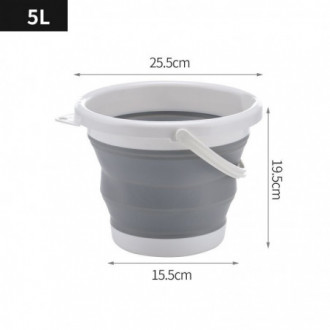 Skládací silikonový kbelík 5 L - šedo - bílá