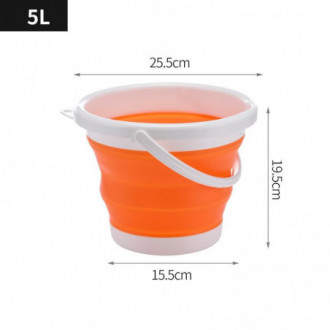 Skládací silikonový kbelík 5 L - oranžovo-bílá