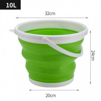 Skládací silikonový kbelík 10 L - zeleno-bílá