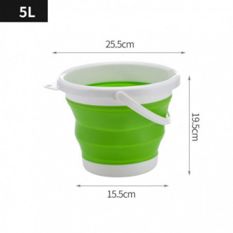 Skládací silikonový kbelík 5 L - zelená a bílá
