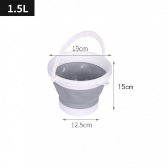 Skládací silikonový kbelík 1,5 L - šedá a bílá