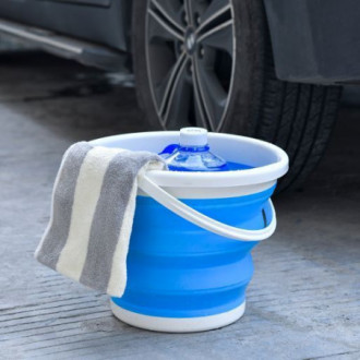 Skládací silikonový kbelík 10 L - modro - bílá