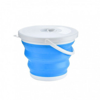 Skládací silikonový kbelík s víkem 10 L - modro - bílá