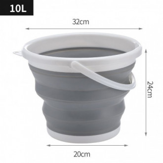 Skládací silikonový kbelík 10 L - šedo - bílá