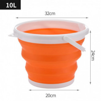 Skládací silikonový kbelík 10 L - oranžovo-bílá