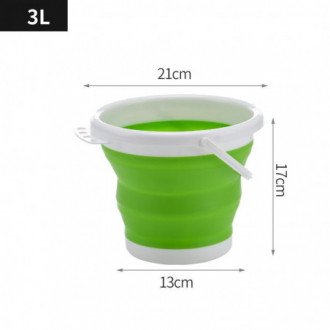 Skládací silikonový kbelík 3 L - zelená a bílá
