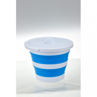 Skládací silikonový kbelík s víkem 15 L - modro - bílá