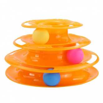 Interaktivní hračka pro kočky s míčky - oranžová