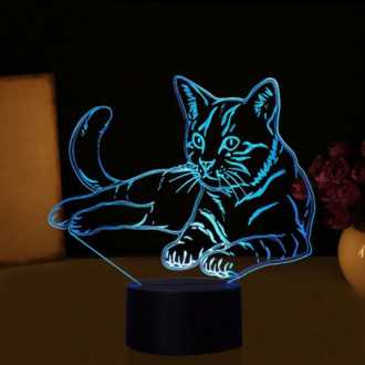 3D LED noční lampa "Cat" Hologram + dálkové ovládání