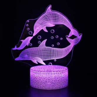 3D LED noční lampa "Dolphin" Hologram + dálkové ovládání