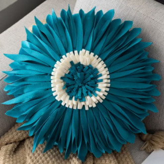 Kulatý povlak na polštář chryzantéma, modrá 45 cm